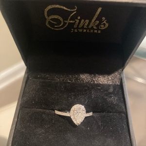 Pearl Shape Engagement Ring C.52 14k White Gold